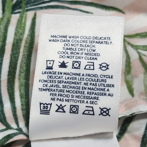 Lands' End Swimsuit Cover-up Dress Size S/P 6-8 Pink Green Palm Stripes Cotton - Picture 7 of 10